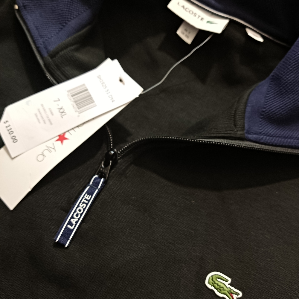 Lacoste Men's Rib Interlock 1/2 Zip Sweatshirt - SH1925-51 - XXL (RUNS SMALL)